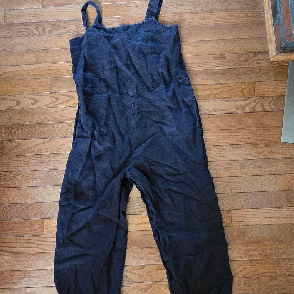 Everlane linen black romper overalls